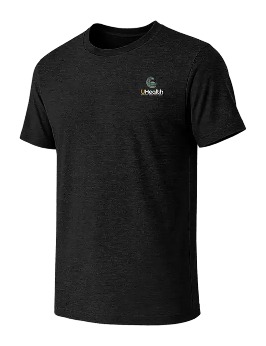 BELLA+CANVAS Black Heather CVC Short Sleeve Tee w/Uhealth Logo