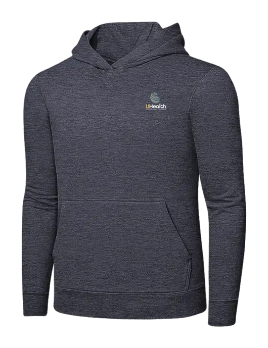 Heather Navy 7.8 oz Ring Spun Hooded Sweatshirt w/Uhealth Logo