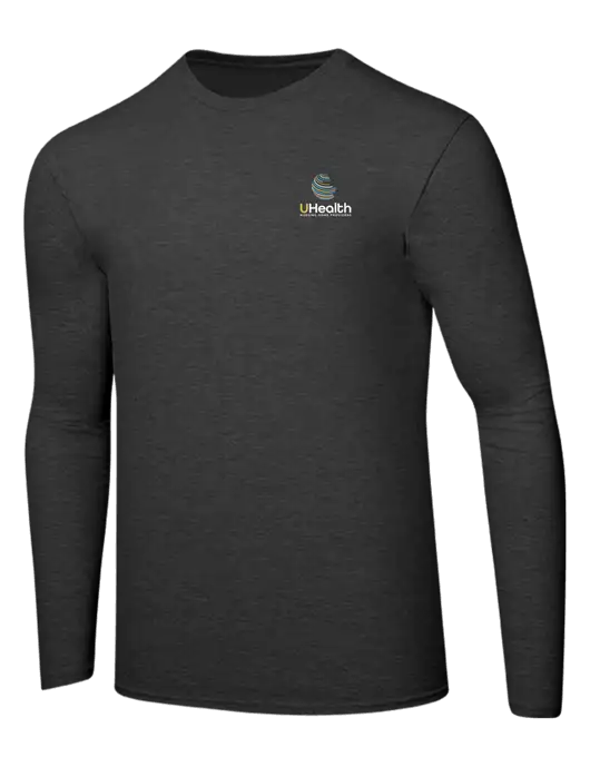 Ring Spun Dark Heather Grey 4.5 oz Long Sleeve T-Shirt w/Uhealth Logo
