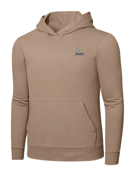 Sand 7.8. oz Ring Spun Hooded Sweatshirt w/Uhealth Logo