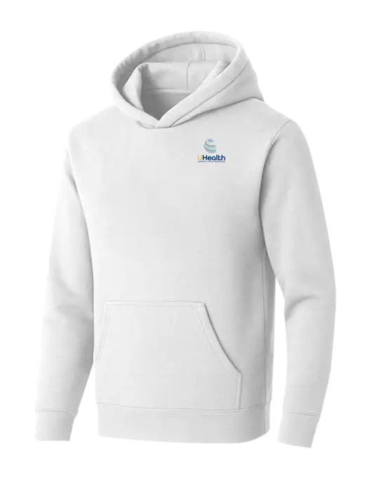BELLA+CANVAS Heathered White Sponge Fleece Pullover Hoodie w/Uhealth Logo