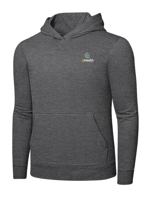Graphite Heather 7.8. oz Ring Spun Hooded Sweatshirt w/Uhealth Logo