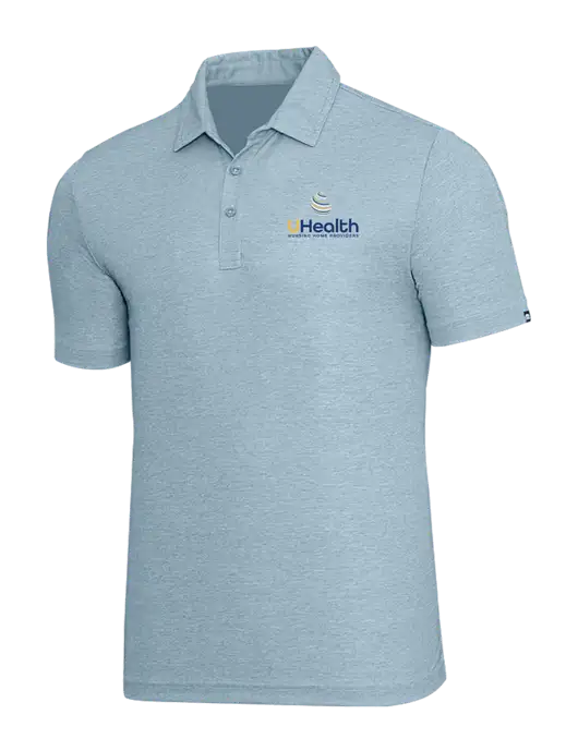 TravisMathew Light Blue Heather Oceanside Polo w/Uhealth Logo