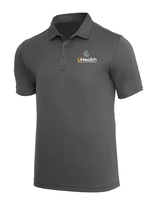 TravisMathew Med Dark Grey Coto Performance Polo w/Uhealth Logo
