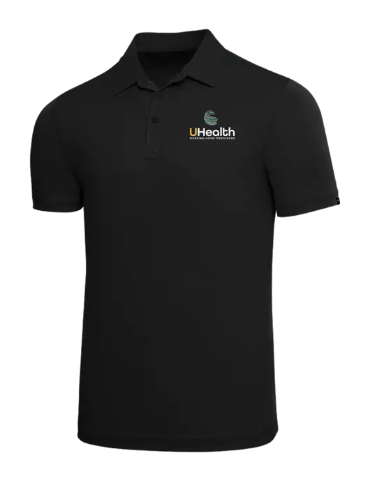 TravisMathew Black Solid Oceanside Polo w/Uhealth Logo