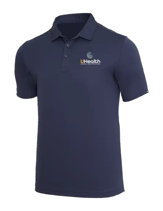 TravisMathew Navy Coto Performance Polo w/Uhealth Logo
