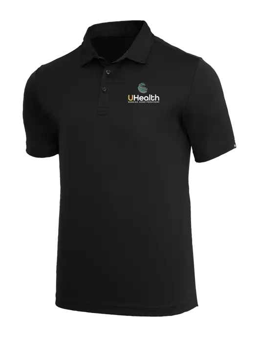 TravisMathew Black Coto Performance Polo w/Uhealth Logo