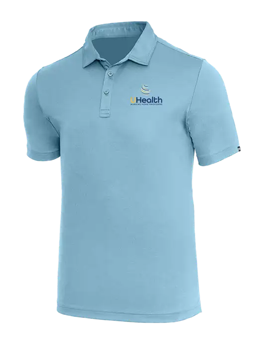 TravisMathew Light Sapphire Heather Coto Performance Polo w/Uhealth Logo