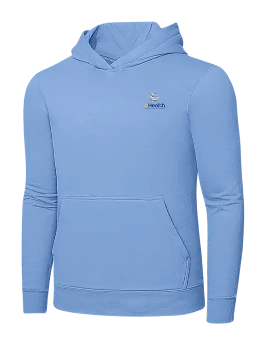 Light Blue 7.8. oz Ring Spun Hooded Sweatshirt w/Uhealth Logo