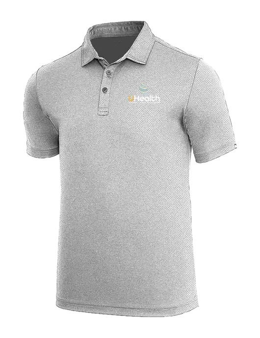 TravisMathew Medium Grey Heather Coto Performance Polo w/Uhealth Logo