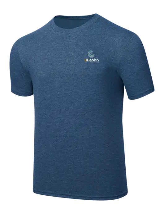 Simply Soft Heathered Navy 4.5oz  Poly/Combed Ring Spun Cotton T-Shirt w/Uhealth Logo