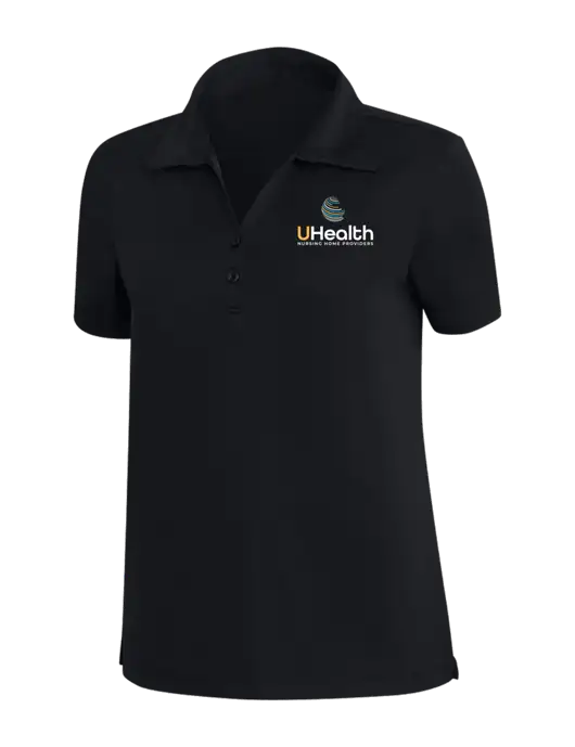 TravisMathew Black Womens Coto Performance Polo w/Uhealth Logo