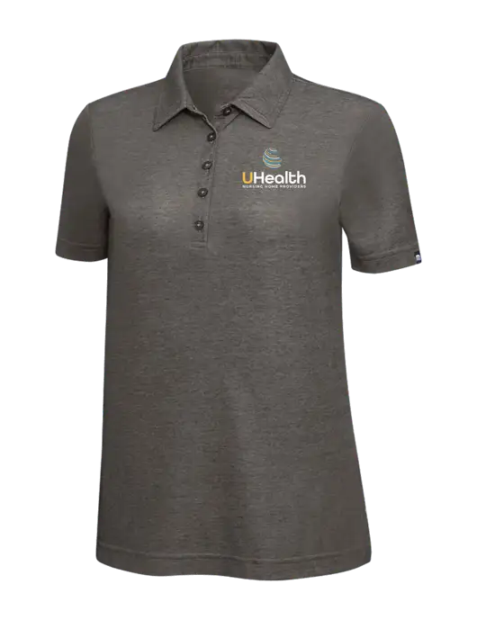 TravisMathew Black Heather Womens Oceanside Polo w/Uhealth Logo