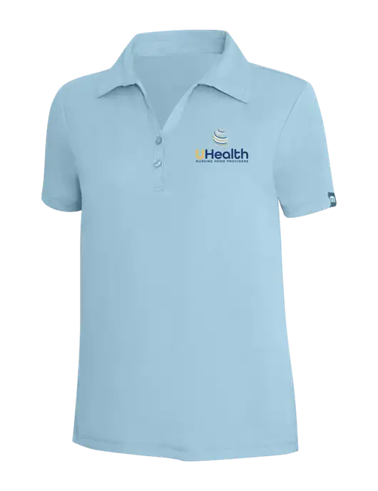 TravisMathew Light Sapphire Heather Womens Coto Performance Polo w/Uhealth Logo