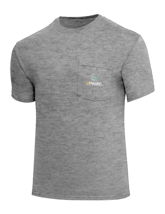 Core Blend Medium Grey Heather Pocket T-Shirt w/Uhealth Logo