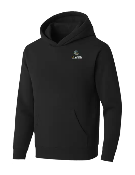BELLA+CANVAS Black Sponge Fleece Pullover Hoodie w/Uhealth Logo