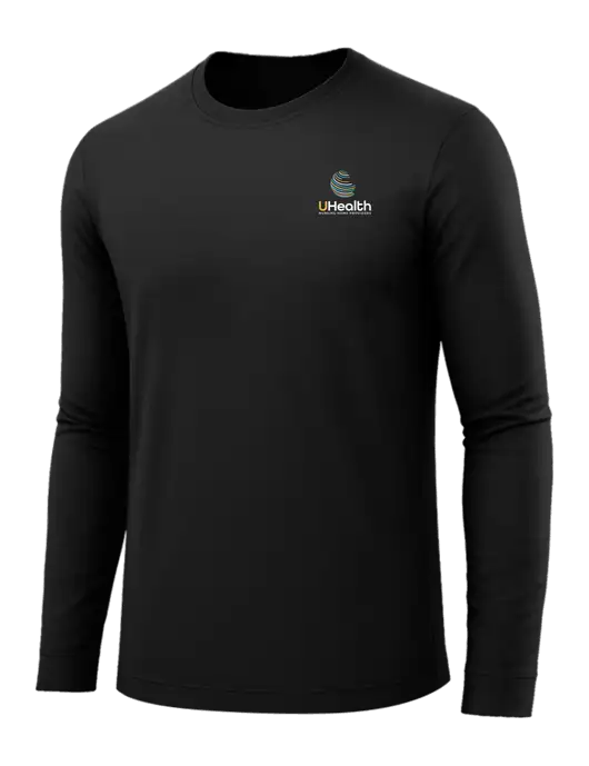 Long Sleeve Black PosiCharge Competitor Tee w/Uhealth Logo