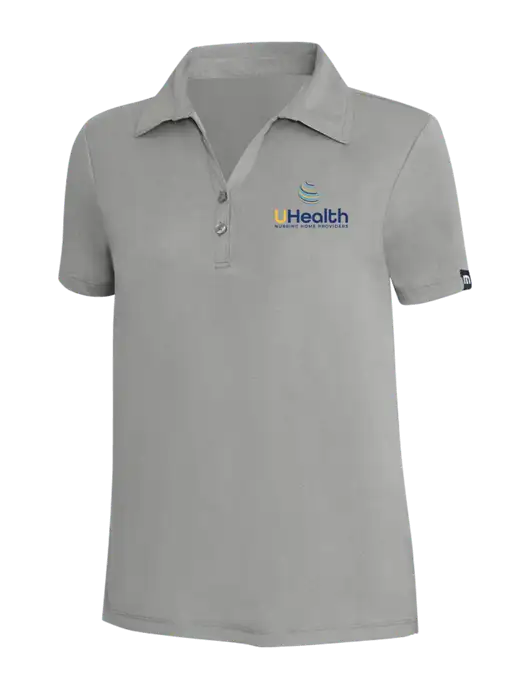 TravisMathew Light Grey Heather Womens Coto Performance Polo w/Uhealth Logo