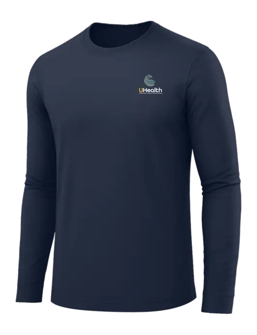 Long Sleeve Navy PosiCharge Competitor Tee w/Uhealth Logo