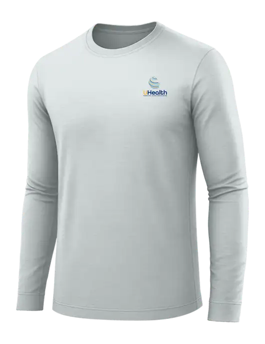 Long Sleeve Light Grey PosiCharge Competitor Tee w/Uhealth Logo