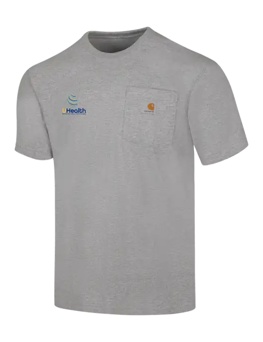 Carhartt Workwear Light Grey Heather Pocket Short Sleeve T-Shirt w/Uhealth Logo