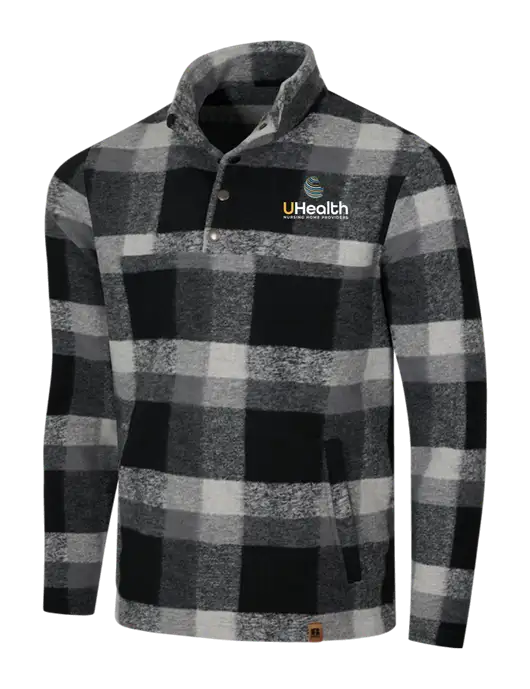 Russell Outdoors Black/White Plaid Basin Snap Pullover w/Uhealth Logo
