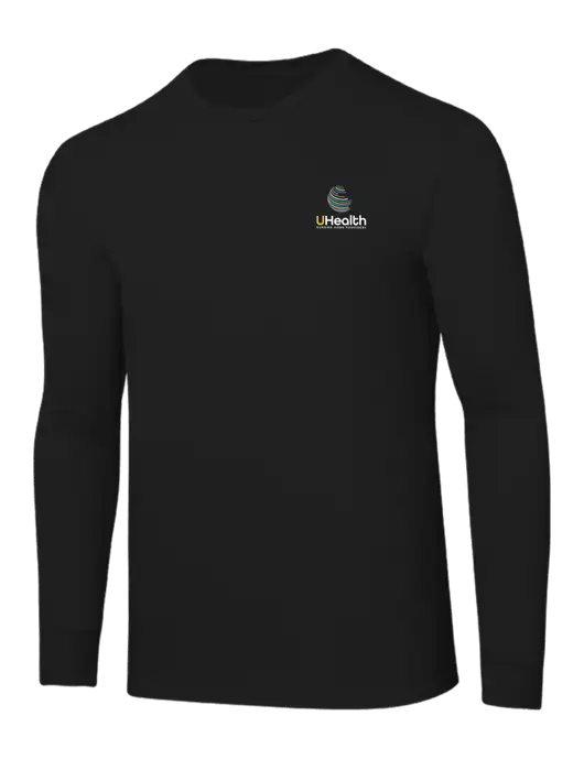 Core Blend Black Long Sleeve Tee w/Uhealth Logo