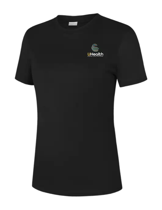  Womens Black PosiCharge Competitor Tee w/Uhealth Logo