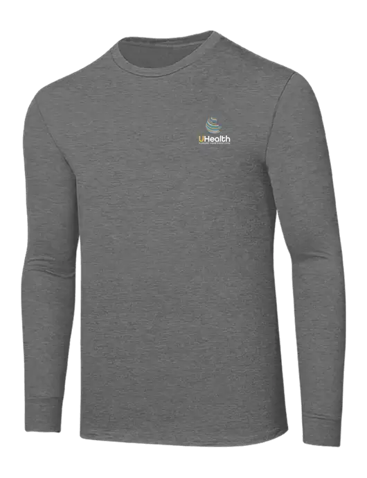 Core Blend Medium Grey Heather Long Sleeve Tee w/Uhealth Logo