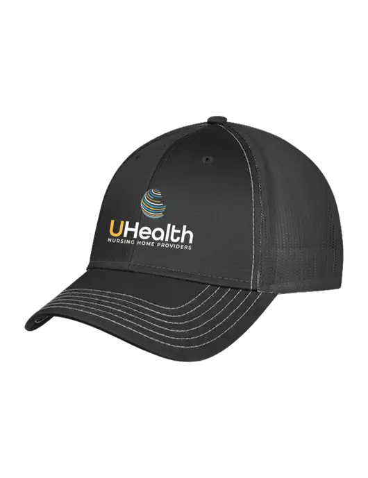 Charcoal Grey Mesh Trucker Cap Snap Back w/Uhealth Logo