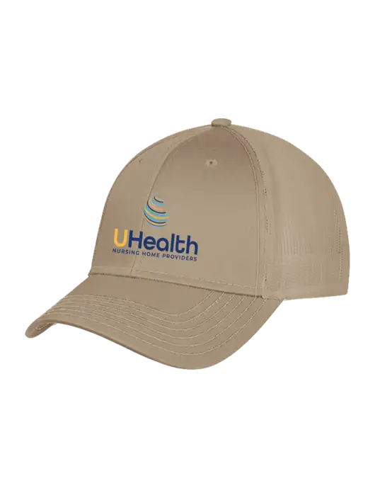 Khaki Mesh Trucker Cap Snap Back w/Uhealth Logo