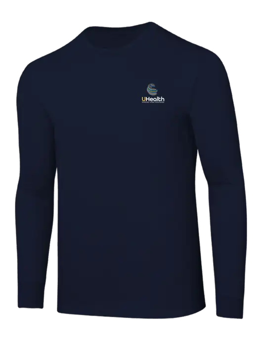 Core Blend Navy Long Sleeve Tee w/Uhealth Logo