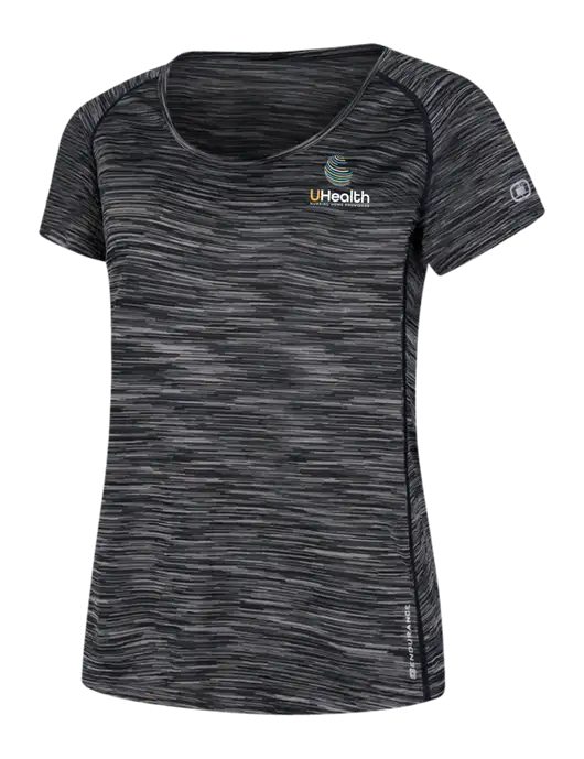 OGIO Womens Black Space Dye Verge Scoop Neck w/Uhealth Logo