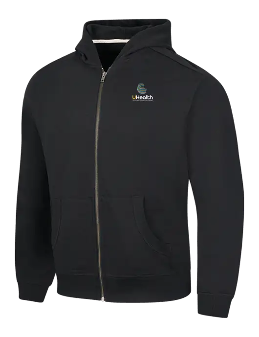 Black Re-Fleece Full-Zip Hoodie w/Uhealth Logo