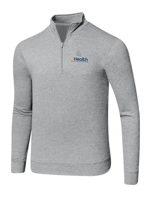 Light Heather Grey 8.5 oz Ring Spun 1/4 Zip Pullover Sweatshirt w/Uhealth Logo