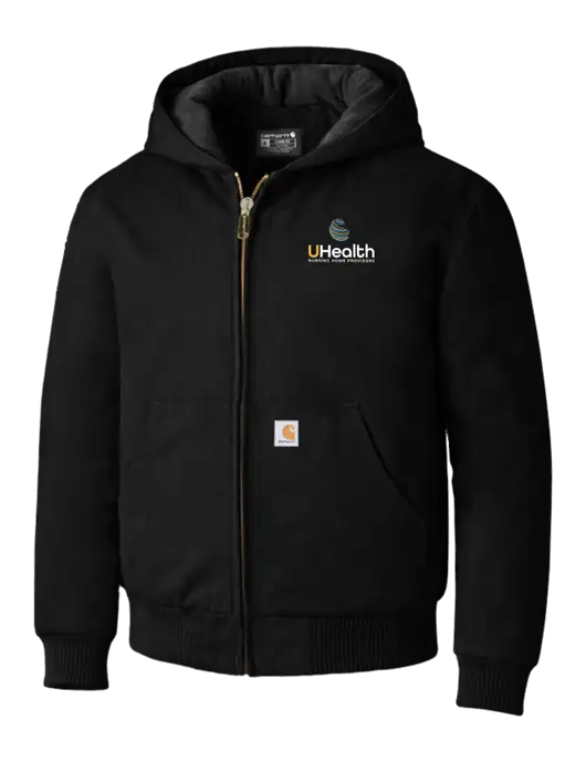 Carhartt Black Quilted-Flannel-Lined Duck Active Jacket w/Uhealth Logo