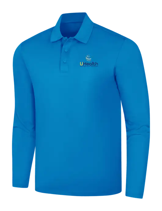 Sapphire Blue Silk Touch Performance Long Sleeve Polo w/Uhealth Logo