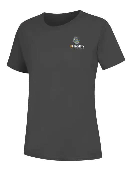 Womens Charcoal Core Blend Tee w/Uhealth Logo