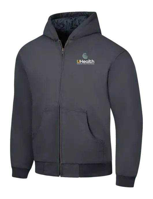 CornerStone Charcoal Duck Cloth Hooded Work Jacket w/Uhealth Logo