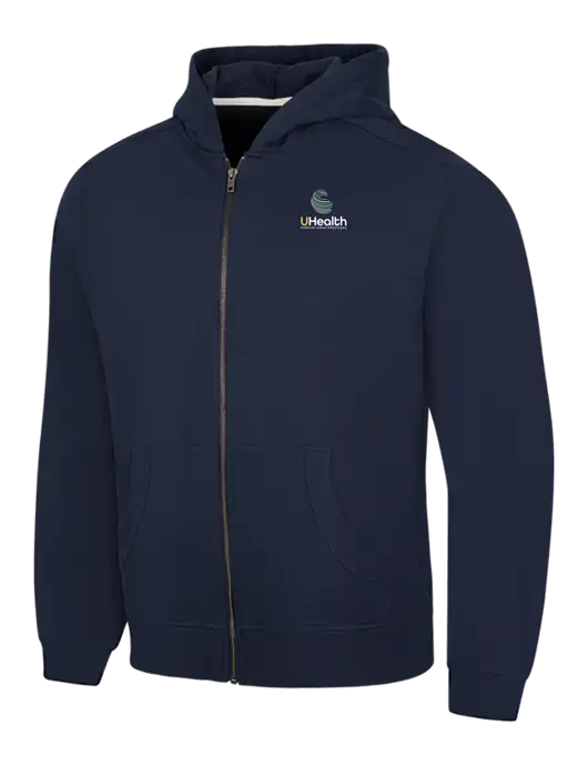 Navy Re-Fleece Full-Zip Hoodie w/Uhealth Logo