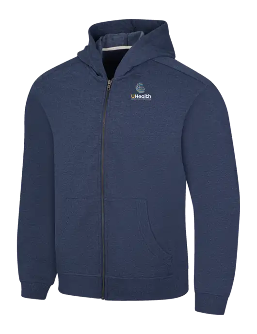 Navy Heather Re-Fleece Full-Zip Hoodie w/Uhealth Logo