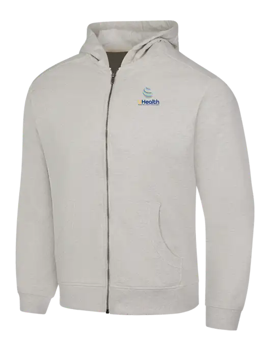 Very Light Grey Heather Re-Fleece Full-Zip Hoodie w/Uhealth Logo