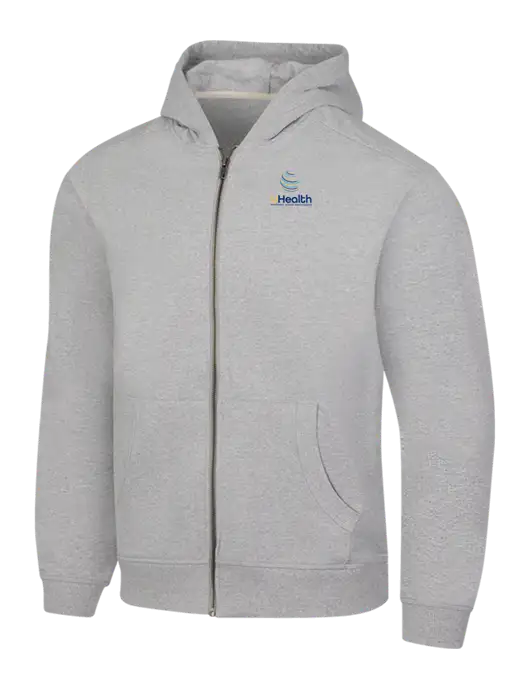 Light Grey Heather Re-Fleece Full-Zip Hoodie w/Uhealth Logo