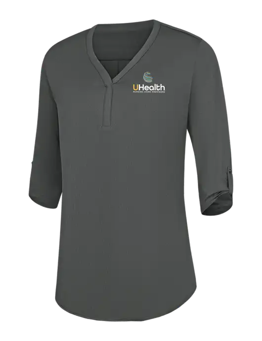 Womens Dark Grey City Stretch 3/4-Sleeve Tunic w/Uhealth Logo