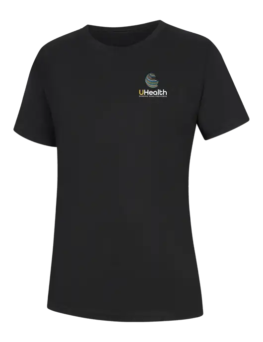 Womens Black Core Blend Tee w/Uhealth Logo