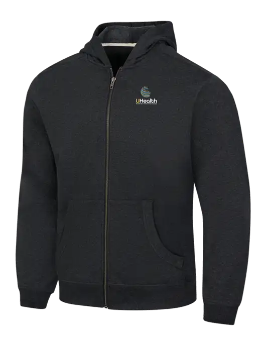 Charcoal Heather Re-Fleece Full-Zip Hoodie w/Uhealth Logo