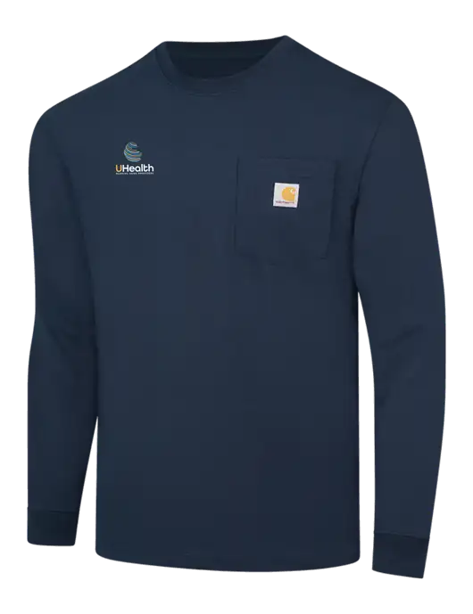 Carhartt Navy Workwear Pocket Long Sleeve T-Shirt w/Uhealth Logo