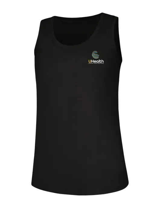 Womens Black Perfect Tri Racerback Tank w/Uhealth Logo