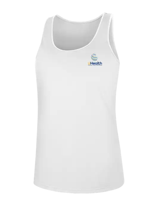 Womens White PosiCharge Competitor Racerback Tank w/Uhealth Logo