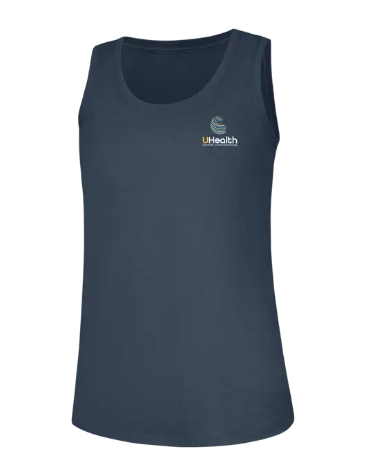 Womens Navy Frost Perfect Tri Racerback Tank w/Uhealth Logo